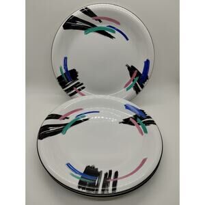 Newcor Design Concepts Plates Liza 7 3/4" Stoneware Lot Of 3 - 1990s Retro -6157